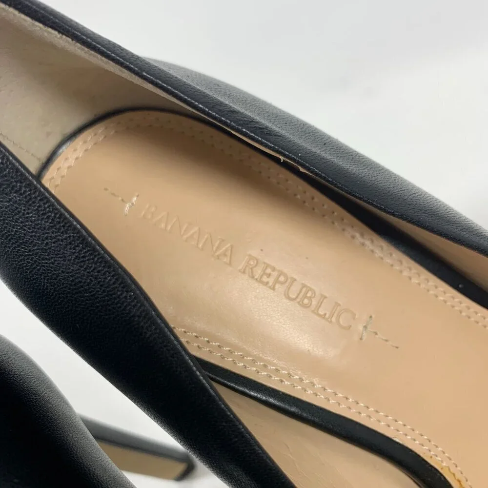 Banana Republic Two Tone Stiletto Heels Black Leather & Suede Pointy Toe Size 10